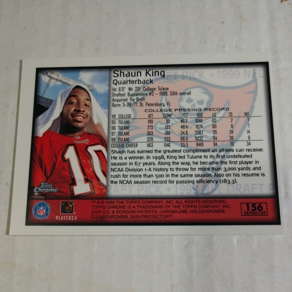 1999 Topps Chrome Shaun King Rookie #156 Refractor Tampa Bay Buccaneers - Picture 7 of 8